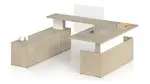 U Shaped Sit Stand Desk with Acrylic Panel