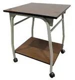 Rolling Walnut Laminate Side Table 20 Inch Wide