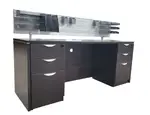 Dark Walnut Desk with Drawers and Slat Wall
