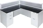 Chassis Series L Shape Desk with Acrylic Privacy Panels