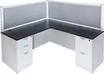 Chassis Series L Shape Desk with Acrylic Privacy Panels