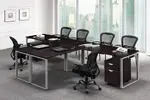 Modern T Shape Desk for Two People with Guest Seating