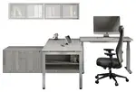 Sit Stand Desk with Hutch and Storage