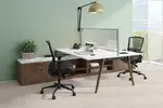 Two Person Desk with Privacy Panel