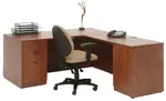 L Shape Cherry Desk with 5 Locking Drawers