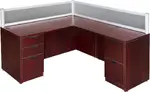 L Shaped Desk with Drawers and Privacy Panels