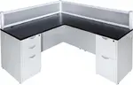 White L Shape Desk with 12 Inch Privacy Panels