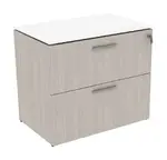 2 Drawer Lateral File Cabinet with Glass Top