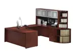Curved U Shaped Desk with Bookcase