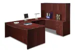 Mahogany U Bow Front Desk with Hutch