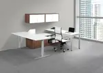 Modern U Shape Desk with Sit Stand Workstation