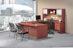 U Shape Desk with Hanging Drawers and Hutch