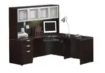 L Desk with Right Return and Hutch - 66