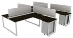 4 Person Workstation with Privacy Panels