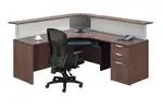 L Shape Curved Reception Desk with Drawers