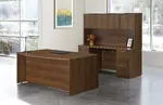 Bow Front Desk and Credenza with Hutch