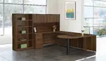 U Shaped Peninsula Desk with Bookcase