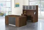 Bow Front Desk and Credenza with Hutch