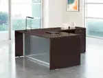 L Shaped Desk with Glass Modesty Panel