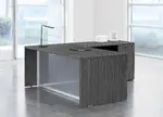 L Shaped Desk with Glass Modesty Panel