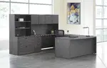 Bow Front U Shaped Desk with Storage