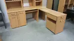 Large L Shaped Desk with Retractable Return and Hutch