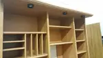 Large L Shaped Desk with Retractable Return and Hutch