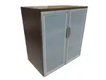 Modern Walnut Storage Cabinet with Glass Doors - 35.5 Inch Wide 