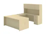 U Shaped Desk with Hutch and Drawers
