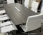 8' Grigio Boat-Shaped Conference Table