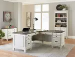 L Shaped Desk with Keyboard Tray and Power