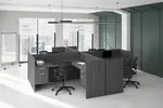 4 Person Workstation with Built-In Divider Panels