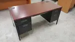 60x30 Black and Mahogany Metal Desk