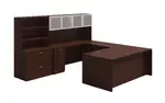 U Shaped Desk with Hutch and Storage