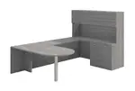 U Shaped Peninsula Desk with Hutch and Drawers