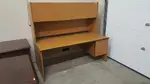 Large Laminate Desk with Hutch and Drawers