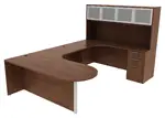 U Shaped Peninsula Desk with Hutch