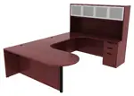 U Shaped Peninsula Desk with Hutch