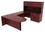 U Shaped Peninsula Desk with Hutch