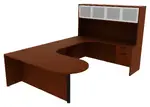 U Shaped Peninsula Desk with Hutch