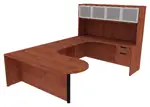 U Shaped Peninsula Desk with Hutch