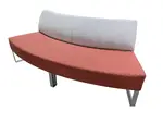Orange and White Fabric Curved Guest Sofa