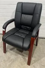 Midback Vinyl Chair with Wood Frame and Legs