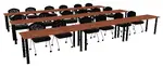 Three Rows of Training Tables - Round Legs