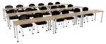 Three Rows of Training Tables - Square Legs