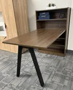 Desk with V Legs and Bookshelf