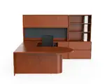 U Shaped Peninsula Desk with Storage