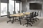 Boat Shaped Conference Table with Metal Legs