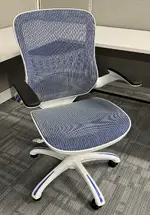 White Frame Office Chair with Blue Mesh