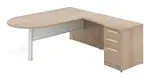 L Shaped Peninsula Desk with Glass Modesty Panel